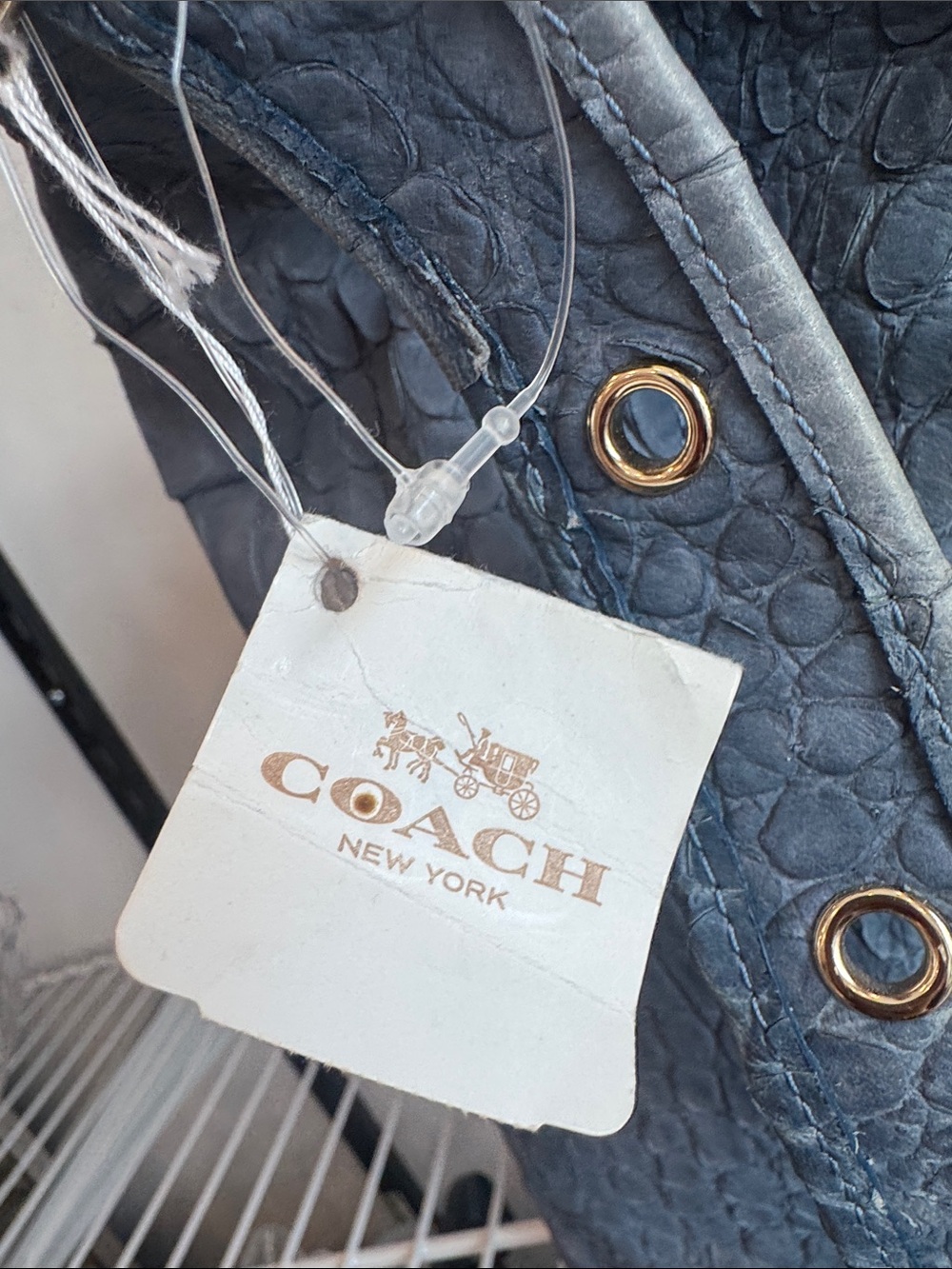 Coach Blue Croc-Embossed Crossbody Tote - Picture 2 of 8